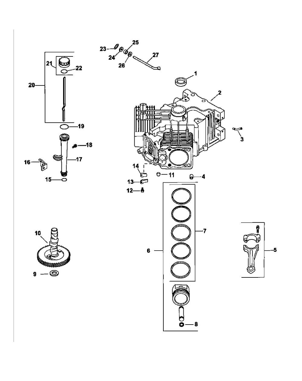 Cv18s-61573 Crankcase Diagram and Parts List for M48-KHS 53AB5B5M150-18-HP Cub Cadet Lawn Tractor